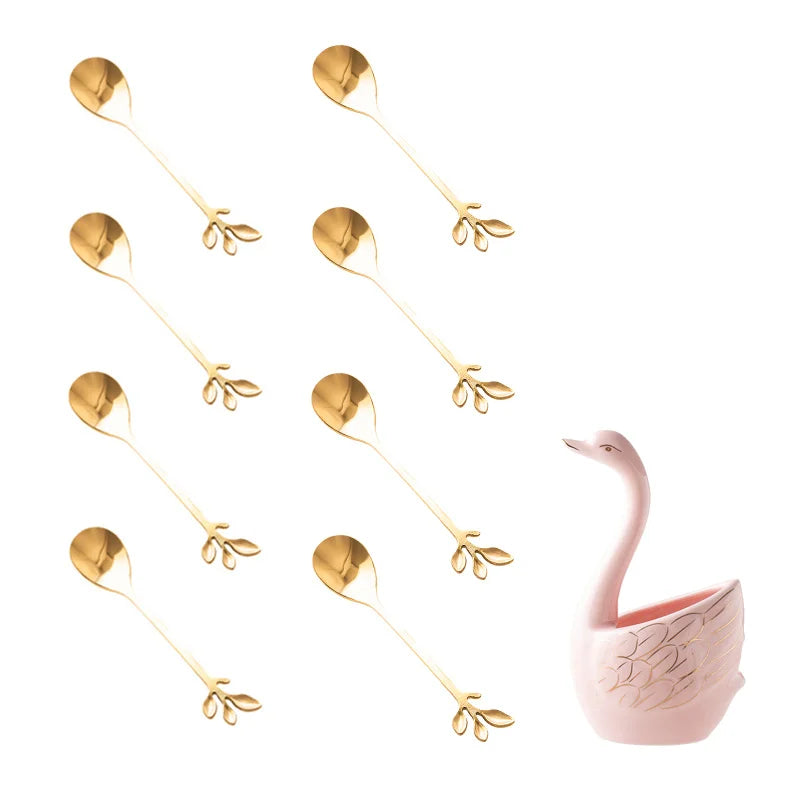 ceramic swan fruit fork set, view 7 - MRSLM