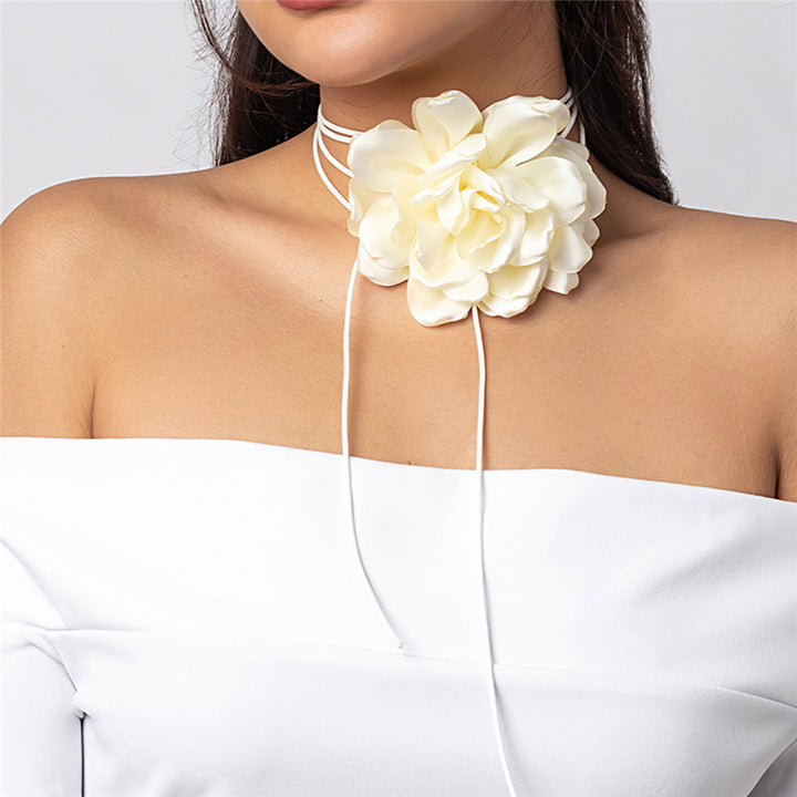 Exaggerated Big Rose Flower Choker Necklace for Women