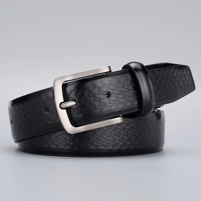 men's vintage braided embossed PU belt, view 4 - MRSLM