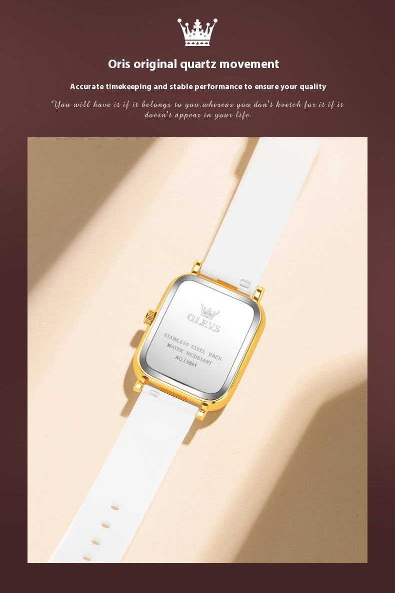 Women's silicone band rectangular quartz watch, view 8 - MRSLM