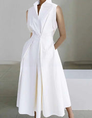 stand-up collar printed mid-length dress, view 3 - MRSLM