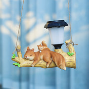 solar-powered resin sloth squirrel statue, view 6 - MRSLM