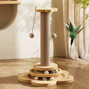 Pine wood cat scratcher tower, view 4 - MRSLM