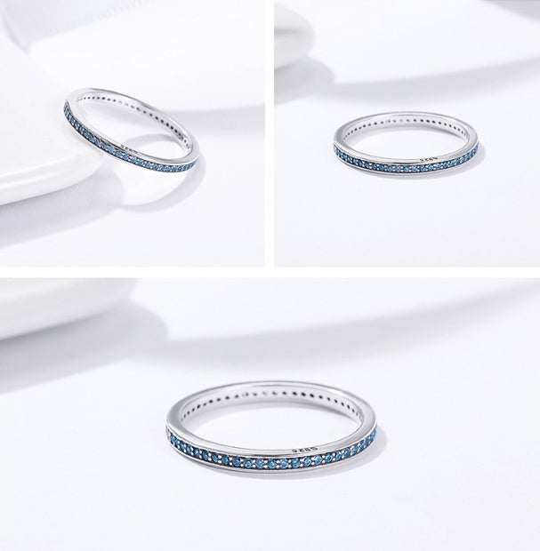 slim silver zircon ring, view 6 - MRSLM
