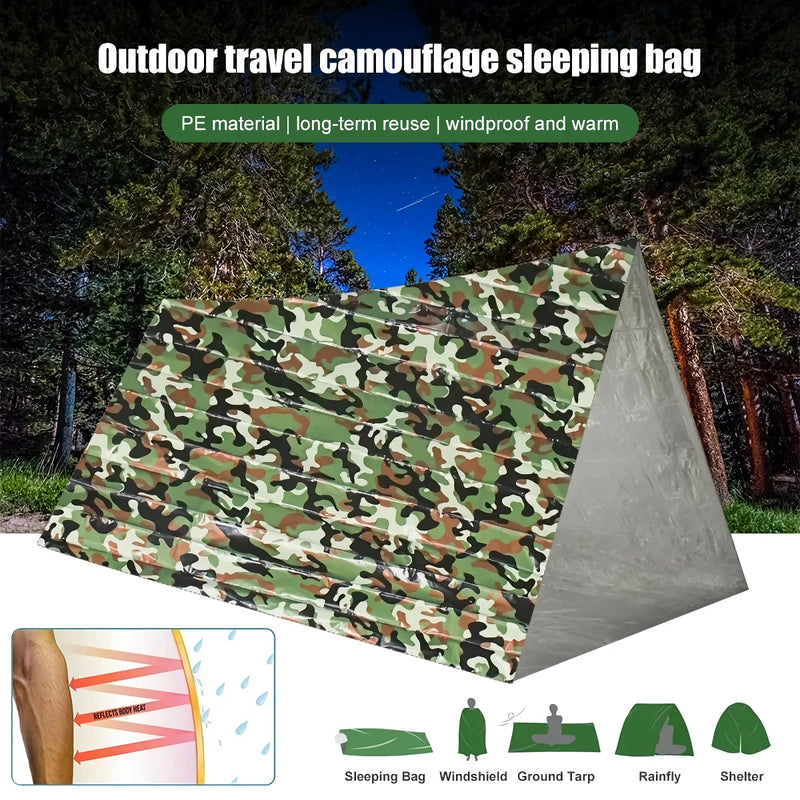 camouflage waterproof emergency sleeping bag, view 5 - MRSLM