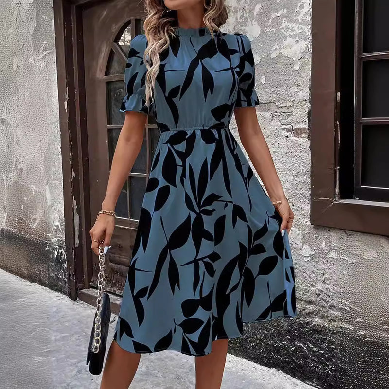 ruffled printed dress, view 3 - MRSLM