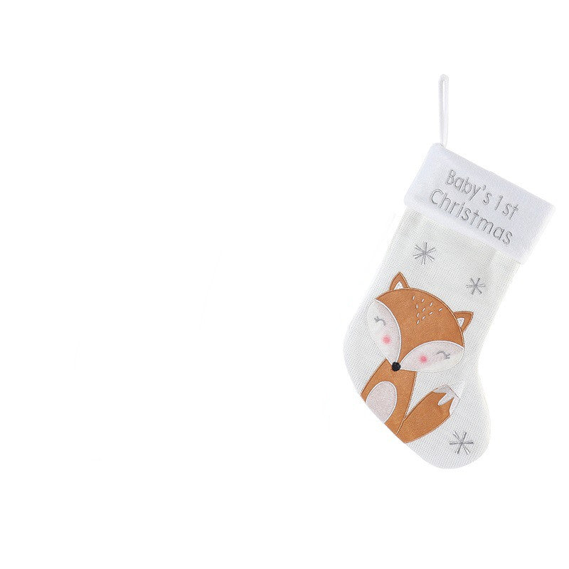 Fox Christmas Stocking Gift Bag