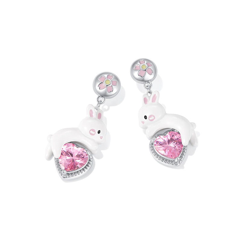 heart rabbit earrings, view 3 - MRSLM