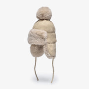 Women's faux fur knitted beanie with earflaps, view 2 - MRSLM