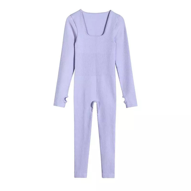 ribbed yoga jumpsuit, view 5 - MRSLM