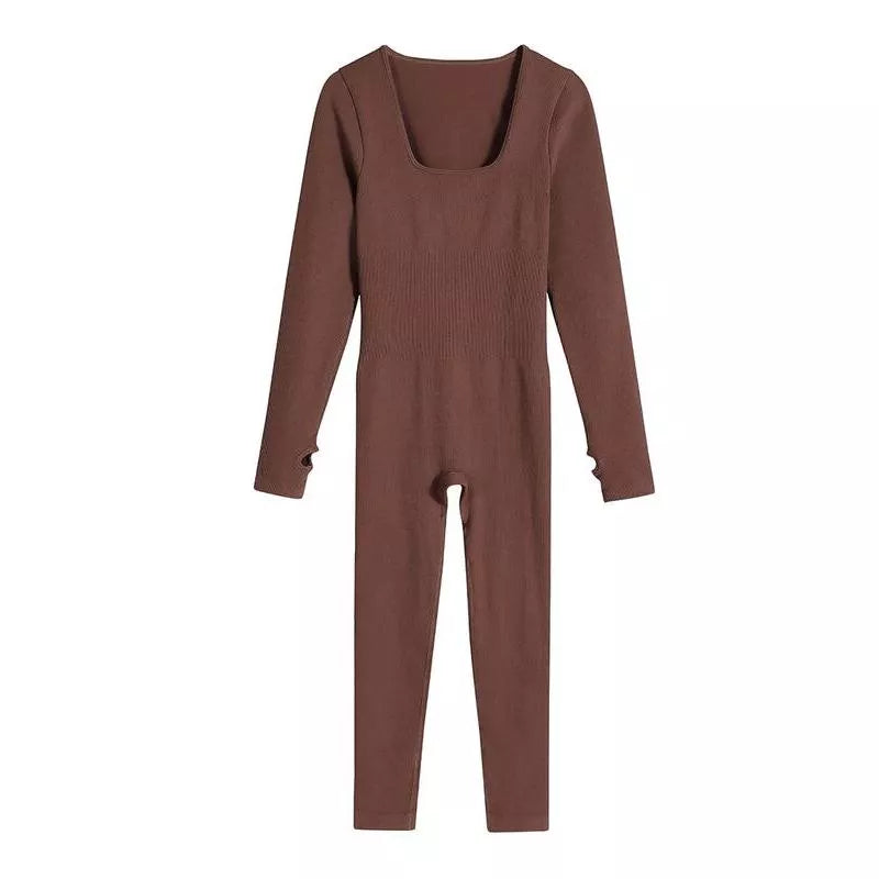 ribbed yoga jumpsuit, view 4 - MRSLM