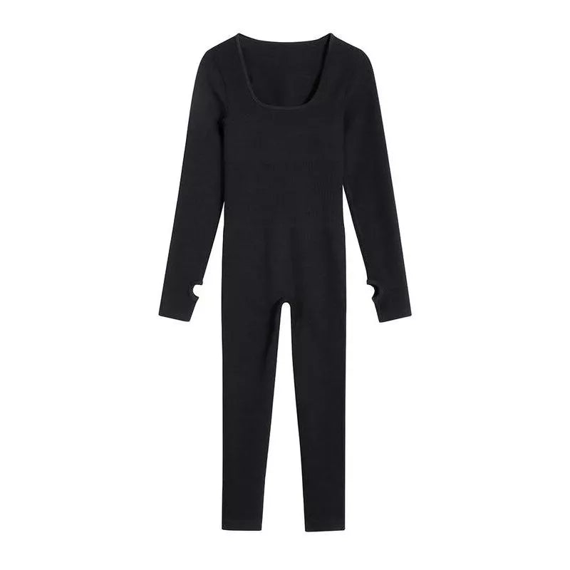 ribbed yoga jumpsuit, view 3 - MRSLM