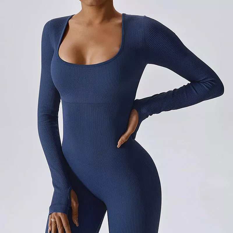 ribbed yoga jumpsuit, view 12 - MRSLM