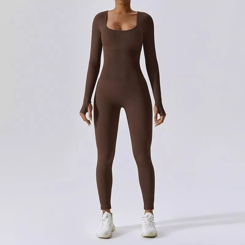 ribbed yoga jumpsuit, view 6 - MRSLM