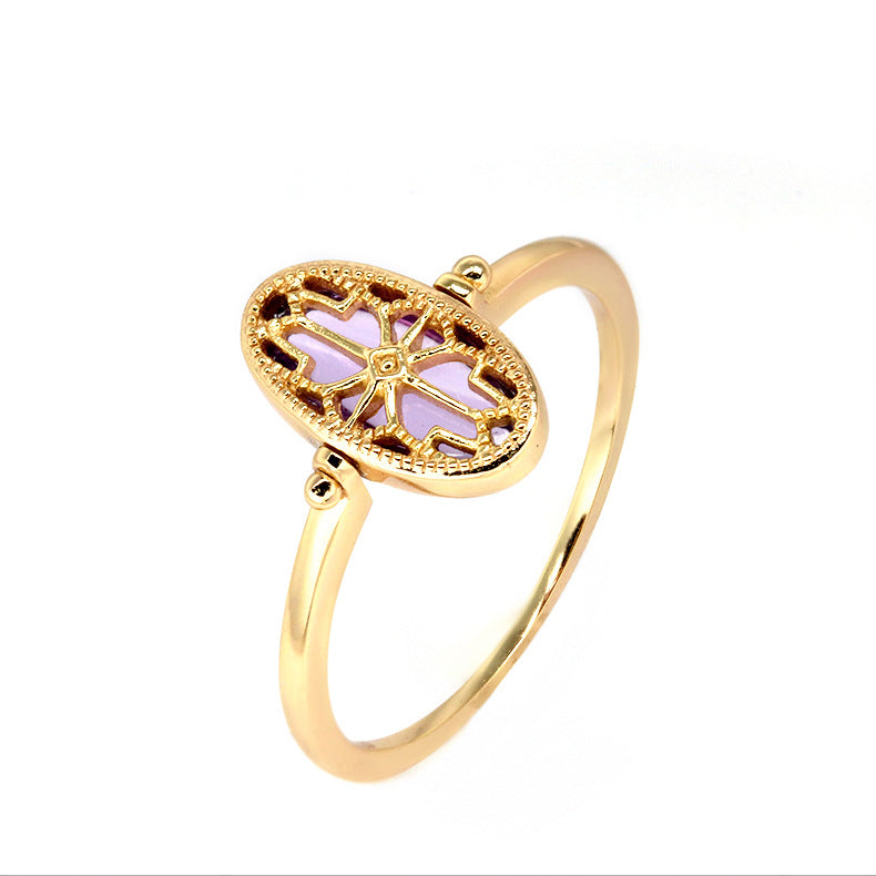 ancient amethyst hollow pattern reversible ring, view 3 - MRSLM