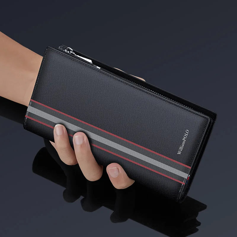 Long leather men's wallet with phone pocket, view 3 - MRSLM