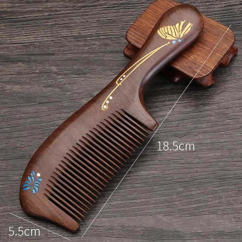 gold sandalwood dense-tooth comb, view 3 - MRSLM