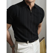 zipper knitted short sleeve polo shirt men, view 7 - MRSLM