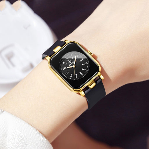 Women's silicone band rectangular quartz watch - MRSLM