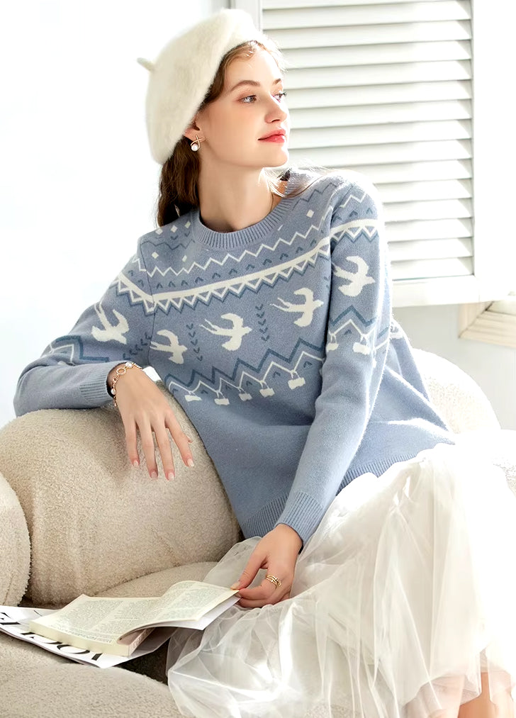 women's knit crew neck sweater, view 3 - MRSLM