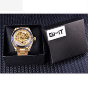 men's steel band skeleton mechanical watch, view 8 - MRSLM