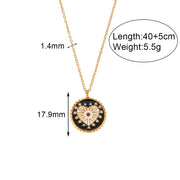 black and white enamel heart sunburst necklace, view 2 - MRSLM