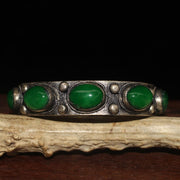 antique distressed white bronze bracelet, view 2 - MRSLM