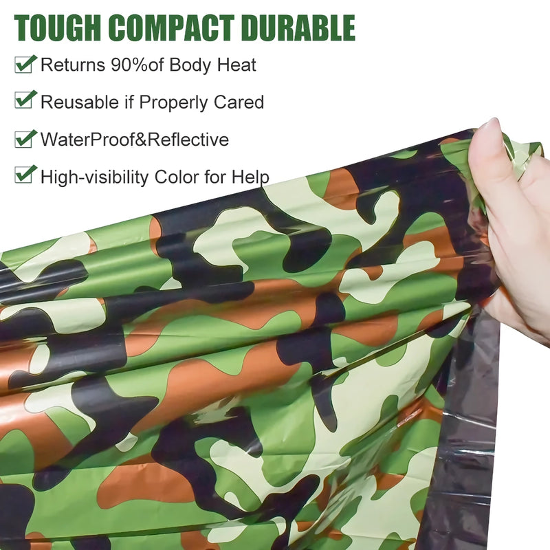 camouflage waterproof emergency sleeping bag, view 4 - MRSLM