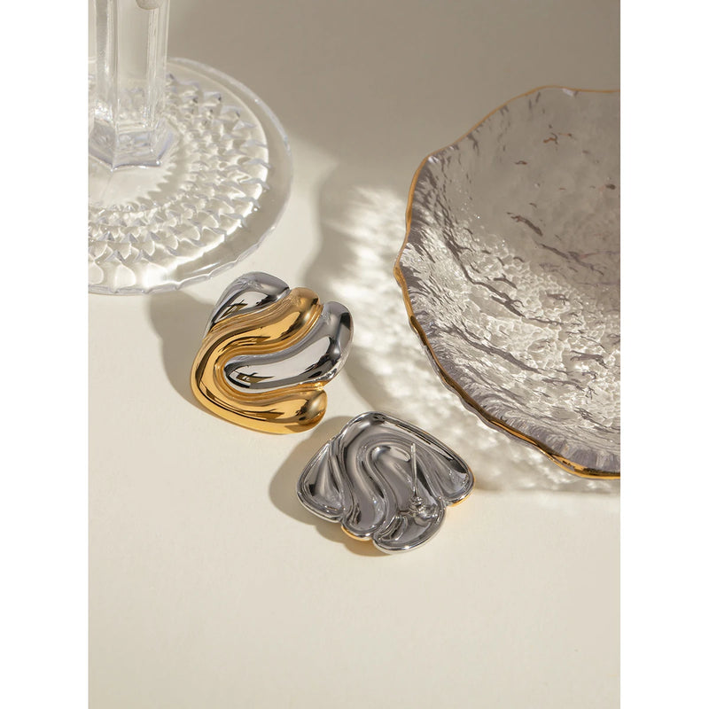 gold plated geometric bump earrings, view 4 - MRSLM