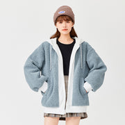 women's hooded lamb wool coat, view 2 - MRSLM