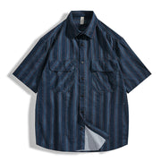 men's seersucker striped shirt, view 6 - MRSLM