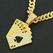 Men's poker pendant Cuban link necklace, view 8 - MRSLM