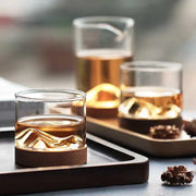 mountain whiskey glass with wooden base, view 9 - MRSLM