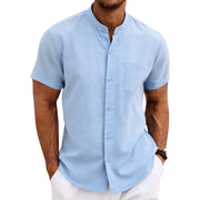men's linen short sleeve shirt, view 3 - MRSLM