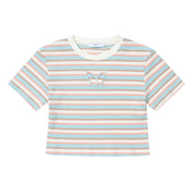 striped butterfly embroidered crop t-shirt, view 8 - MRSLM