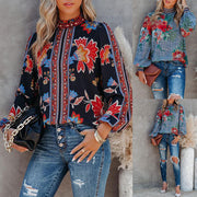 women's printed long sleeve loose shirt - MRSLM