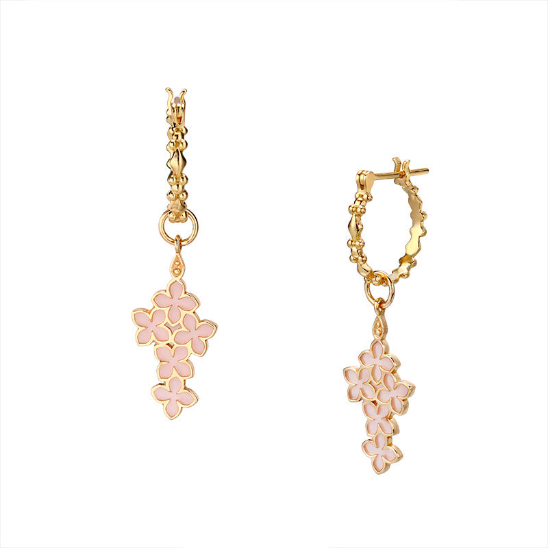 pink enamel flower earrings, view 2 - MRSLM