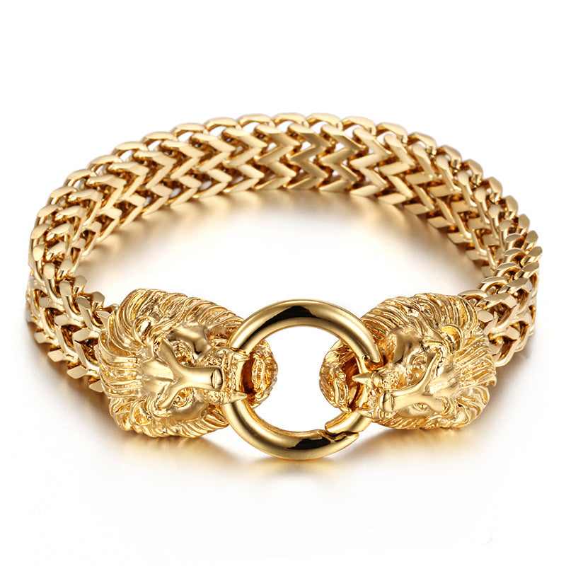 men's stainless steel lion head bracelet, view 5 - MRSLM
