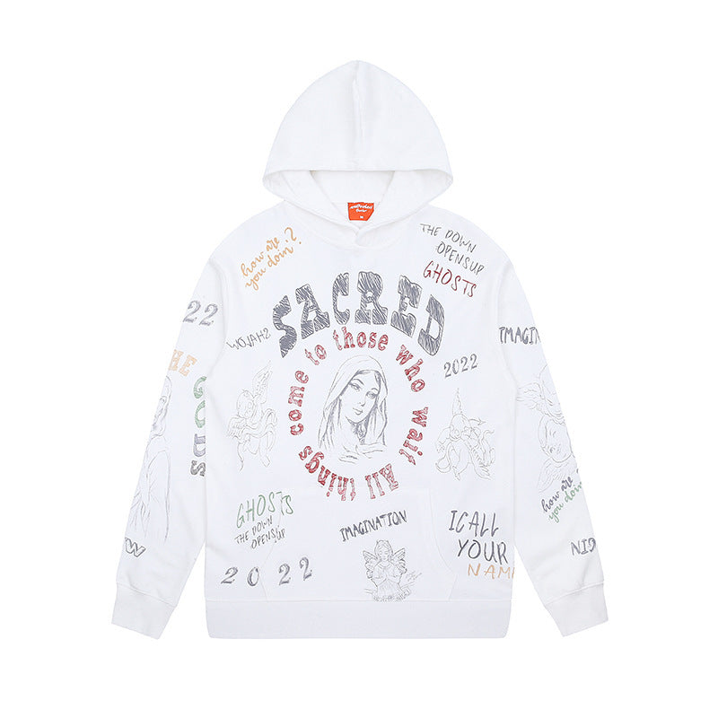 Creative printed casual hoodie, view 4 - MRSLM