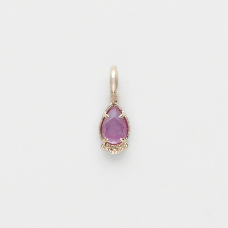 Red corundum double stone silver pendant, view 5 - MRSLM