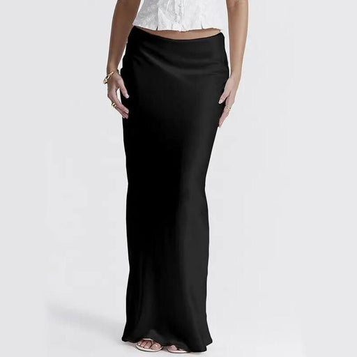 high waist satin maxi skirt, view 2 - MRSLM