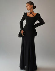 Square collar bell sleeve dress, view 7 - MRSLM