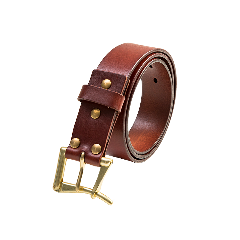 Men's Classic Cow Leather Belt with Retro Pin Buckle