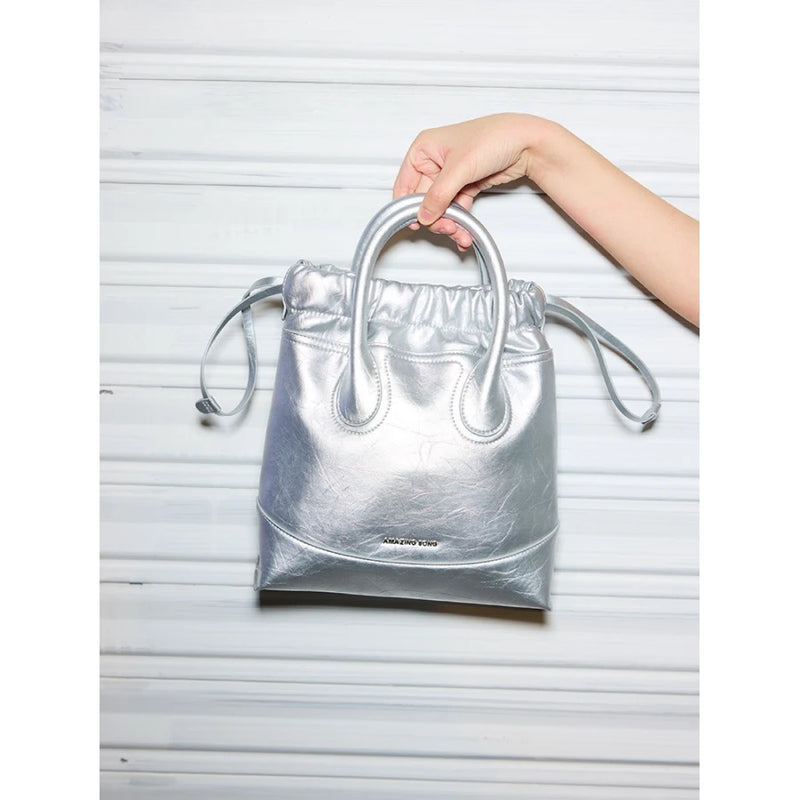 silver crossbody evening bag, view 3 - MRSLM