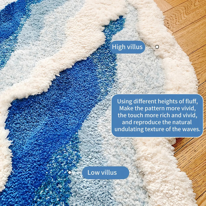 Wave-Inspired Irregular Plush Area Rug