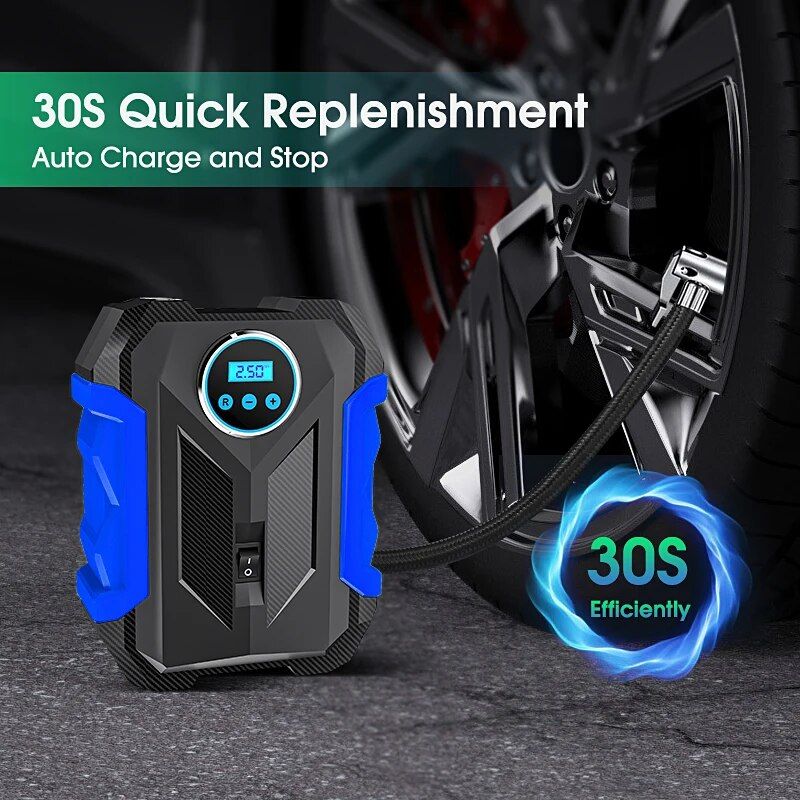 portable digital tire inflation pump with led lamp, view 5 - MRSLM