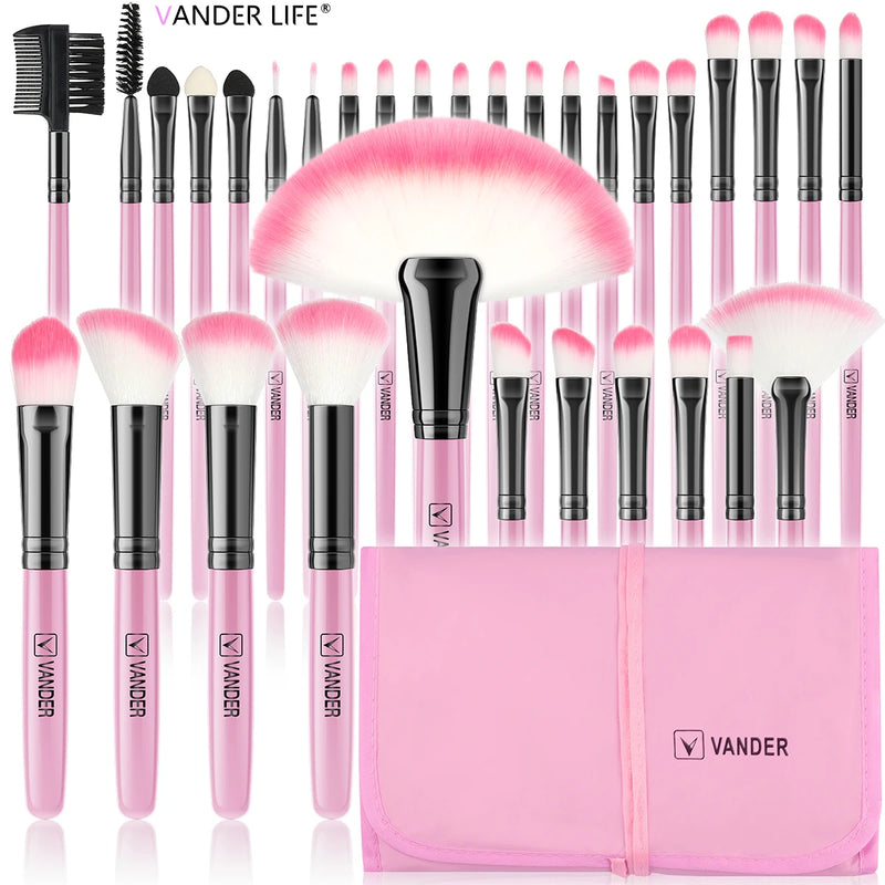 32-piece makeup brush set with case, view 5 - MRSLM