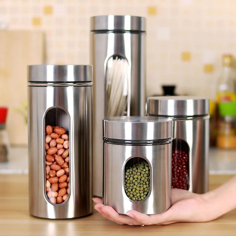 Clear glass food storage jars with airtight lid - MRSLM