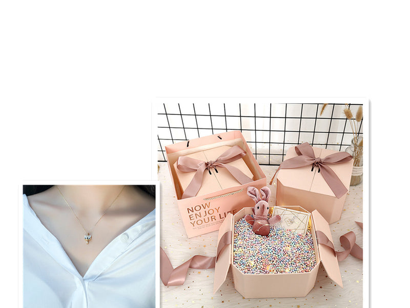 silver necklace with gift box, view 7 - MRSLM