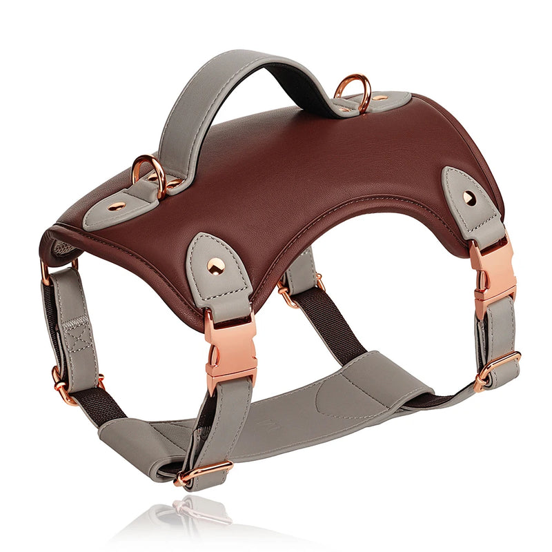 comfort fit pu leather dog harness, view 2 - MRSLM